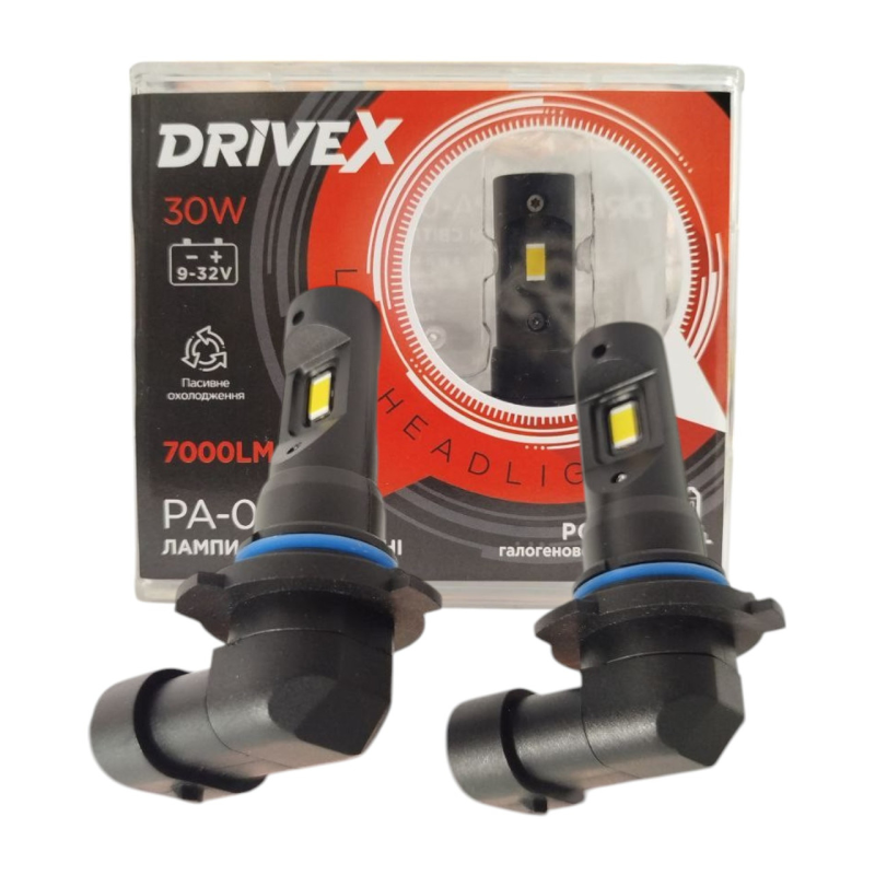 Автолампи LED PA08P HB4 9006 DriveX 5500K 9-32В 30Вт 7000Lm Автолампи LED PA08P HB4 9006 DriveX 5500K 9-32В 30Вт 7000Lm