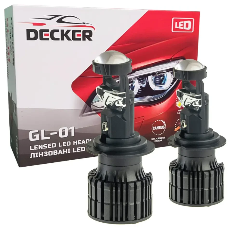 Автолампи міні LED лінзи H7 Decker Gl-01 55Вт 9-32В 6000K