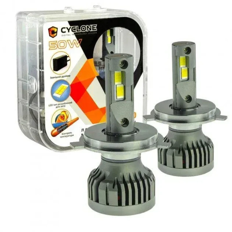 Автолампи Led H4 50W CYCLONE type 34 5500K 10000Lm 9-16V Автолампи Led H4 50W CYCLONE type 34 5500K 10000Lm 9-16V