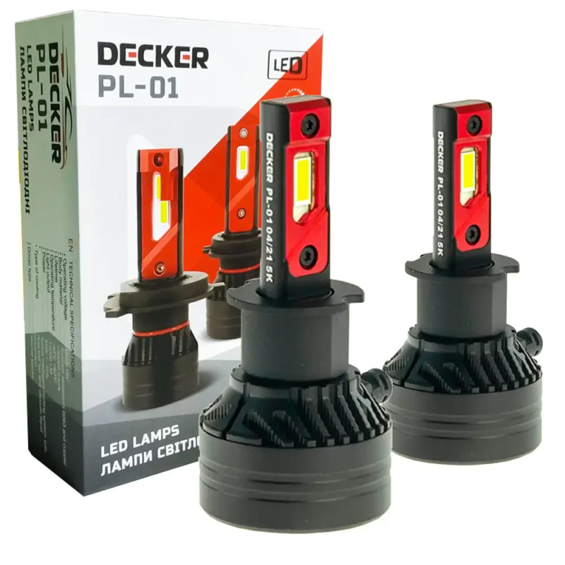 Світлодіодні автолампи Led H3 45W Decker PL-01 5000K 10000Lm 9-32V