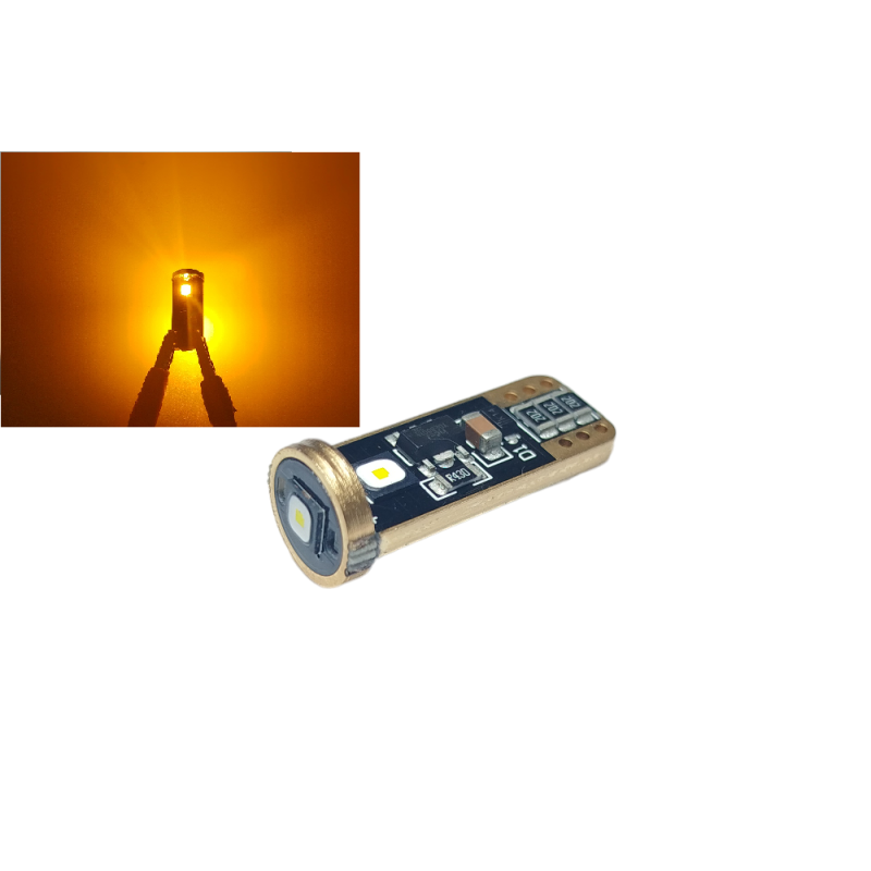 Автолампи LED T10 жовта amber W5W 12V CANBUS SMD3838 VAG Skoda Volkswagen