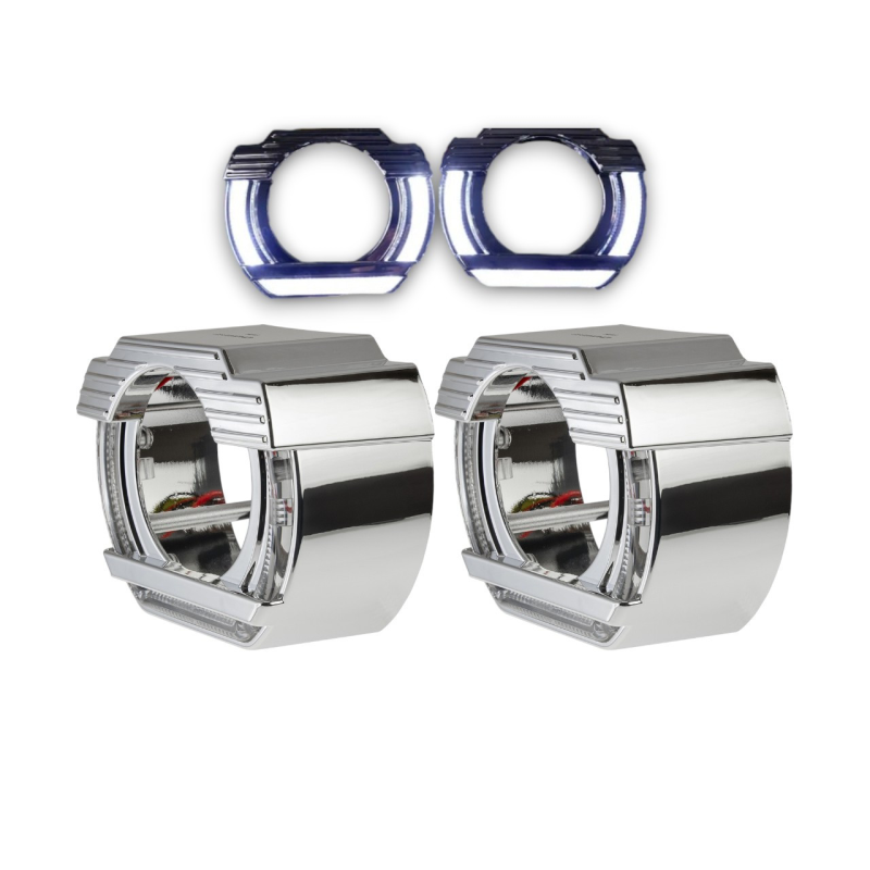 Маски для Bi-led лінз з ДХО хром S-58 2.5 дюйми Silver White