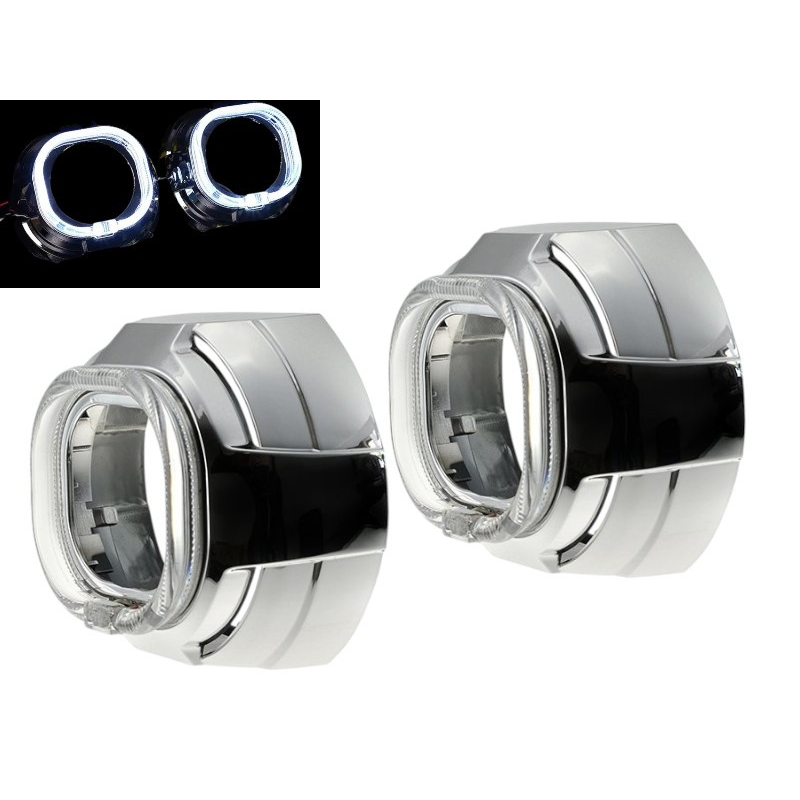 Комплект Маски S-44 для Bi-led лінз ДХО(DRL) хром 3.0 дюйми Silver White