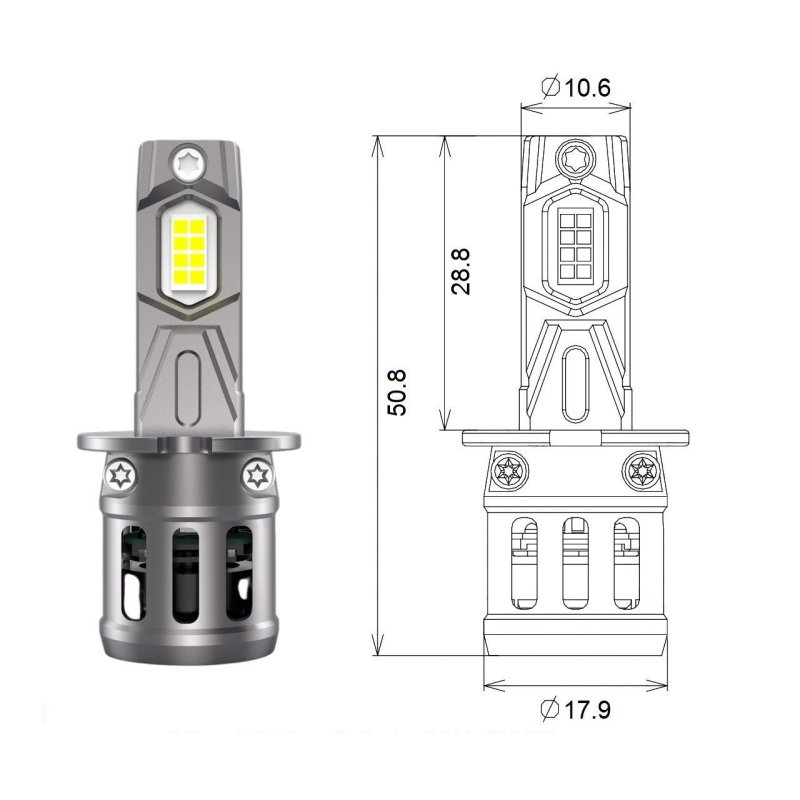 Комплект світлодіодних ламп Qline SA H3 52W 6000K Qline (Small Active) 12V