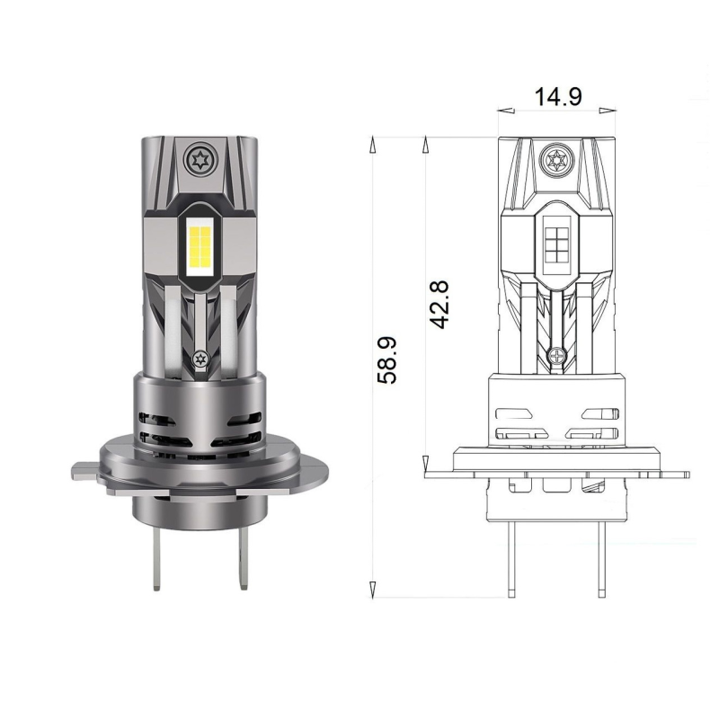 Комплект світлодіодних ламп Qline SA H7 52W 6000K Qline (Small Active) 12V