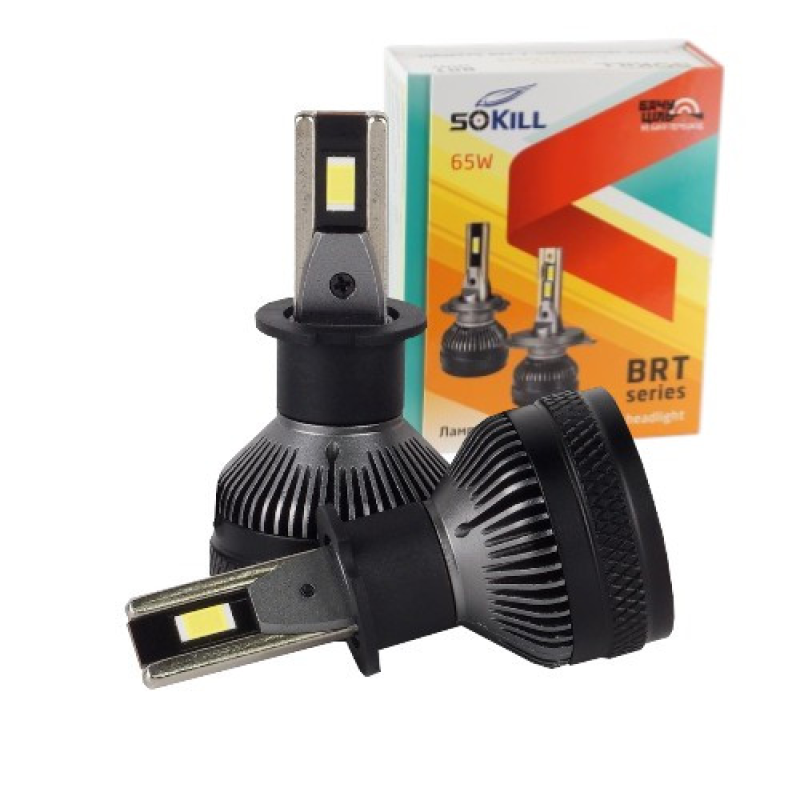 Автолампи Led H3 BRT Sokill 6000K 65W 9-32В 14000Lm Canbus Автолампи Led H3 BRT Sokill 6000K 65W 9-32В 14000Lm Canbus