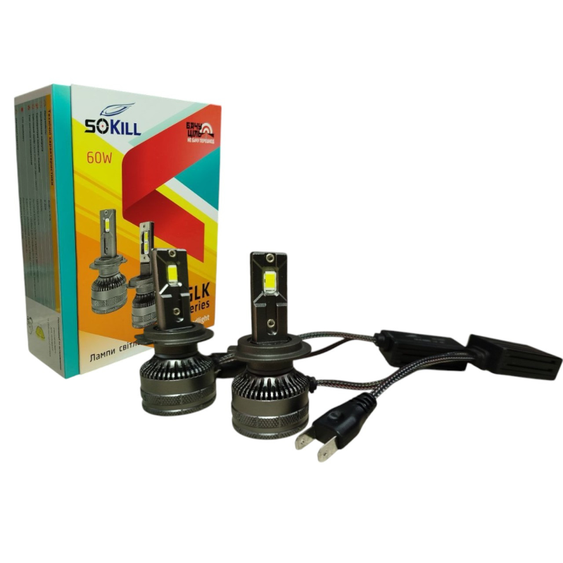 Автолампи Led H7 GLK Sokill 6000K 60W 9-32В 14000Lm Canbus Автолампи Led H7 GLK Sokill 6000K 60W 9-32В 14000Lm Canbus