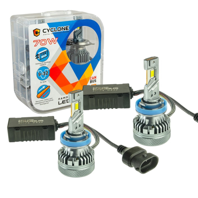 Автолампи Led H11 H8 H9 CYCLONE type 48 70W 5500K 18000Lm 9-32V