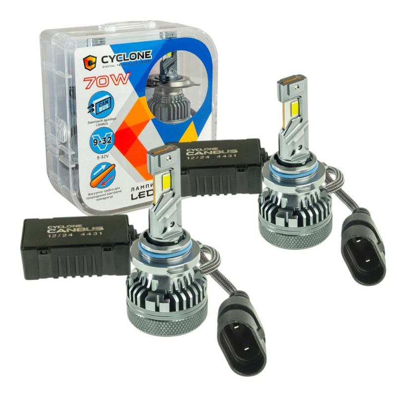 Автолампи Led HB4 9006 CYCLONE type 48 70W 5500K 18000Lm 9-32V Автолампи Led HB4 9006 CYCLONE type 48 70W 5500K 18000Lm 9-32V